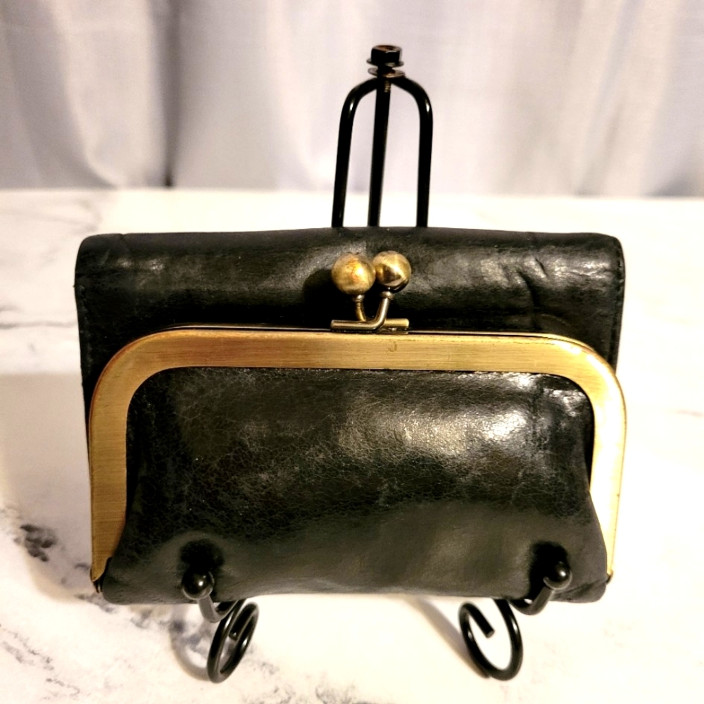 HOBO The Original VTG  Black Vintage 'Robin' Leather Tri-Fold Wallet